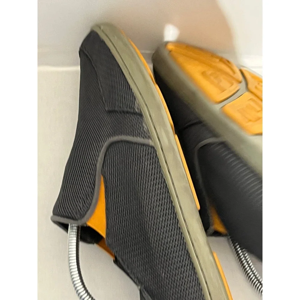 Olukai Nohea Mesh Mens Charcoal‎ Gray Orange Slip On Shoes Drop-In Heel Loafers